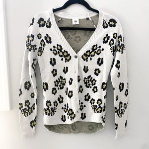 CABI Kiki leopard gray button down cardigan sweater